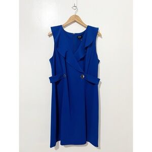DKNY Ruffle Double Breasted A-line Dress In Sapphire Blue Size 16